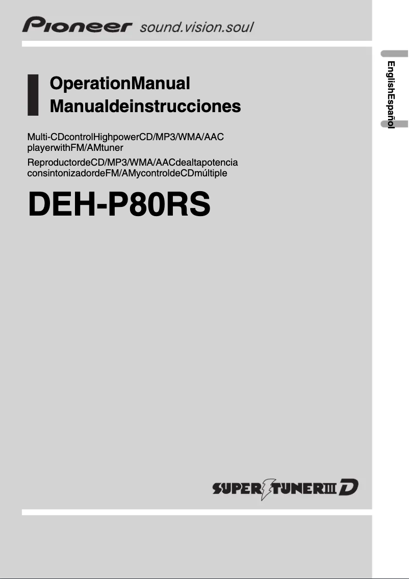 Page n°1 - Manuel utilisateur Pioneer DEH-P80RS