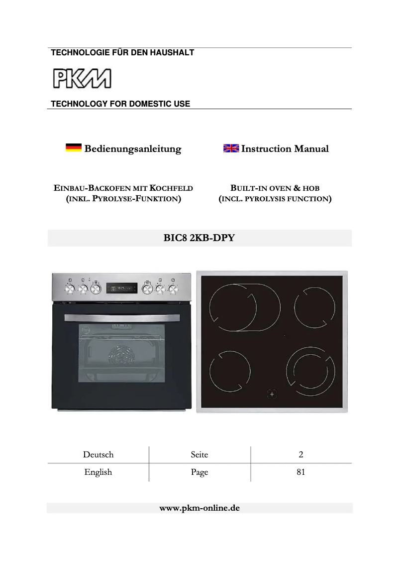 Page 1 de la notice Manuel utilisateur PKM BIC8 2KB-DPY