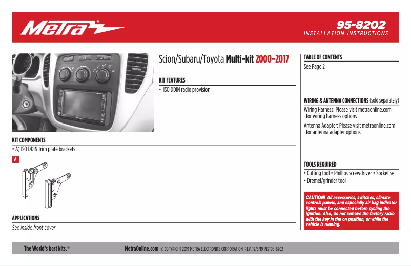 Page 1 de la notice Guide d'installation Metra 95-8202