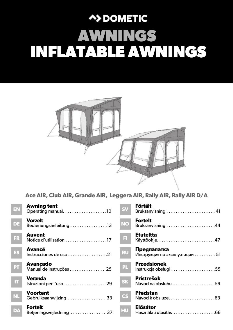 Page 1 de la notice Manuel utilisateur Dometic Club AIR Pro 330 S