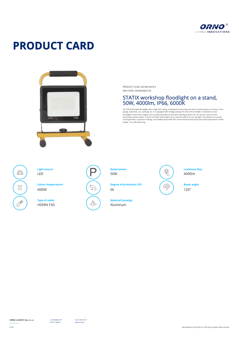 Page n°1 - Fiche technique Adviti AD-NR-6247L6