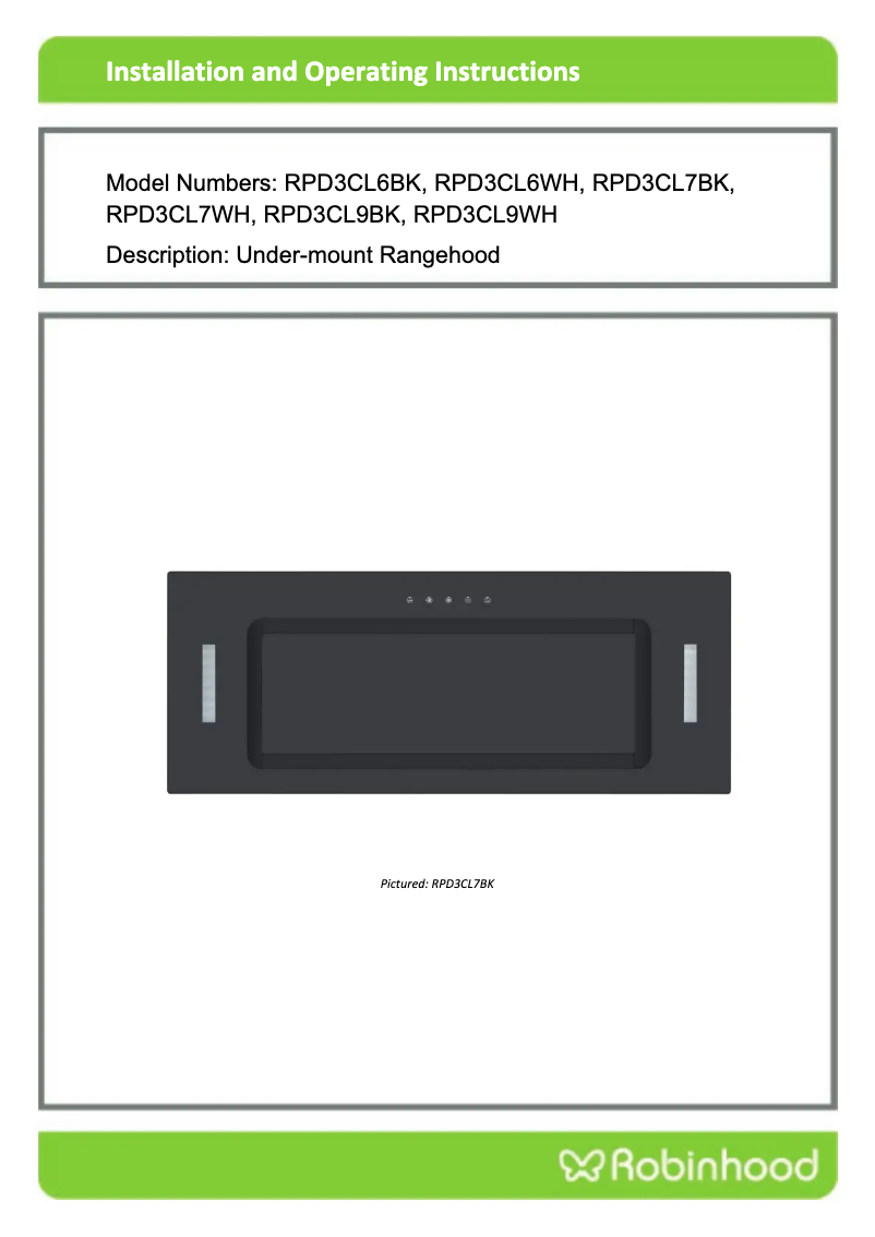 Page 1 de la notice Manuel utilisateur Robinhood RPD 520