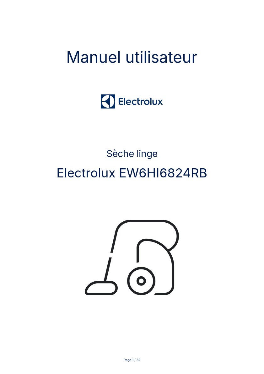Page n°1 - Manuel utilisateur Electrolux EW6HI6824RB
