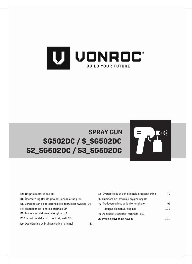 Page n°1 - Manuel utilisateur Vonroc SG502DC