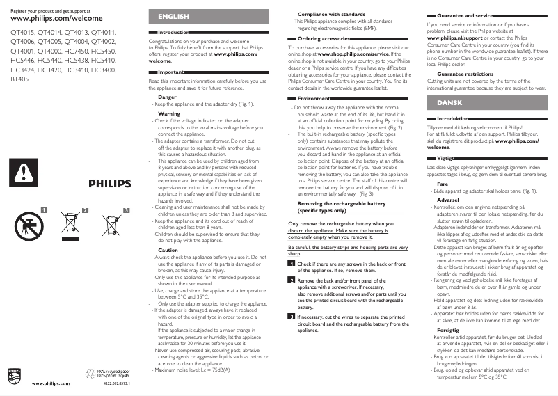 Imagen de la primera página del manual del dispositivo Series 3000 QT4011