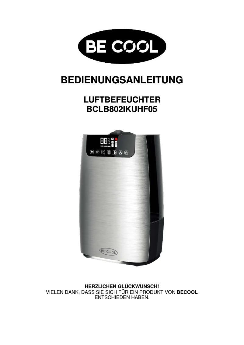 Página 1 del manual Manual de usuario Be Cool BCLB802IKUHF05