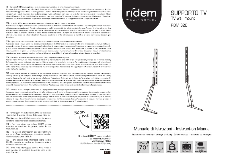 Page 1 de la notice Manuel utilisateur Ridem RDM S20