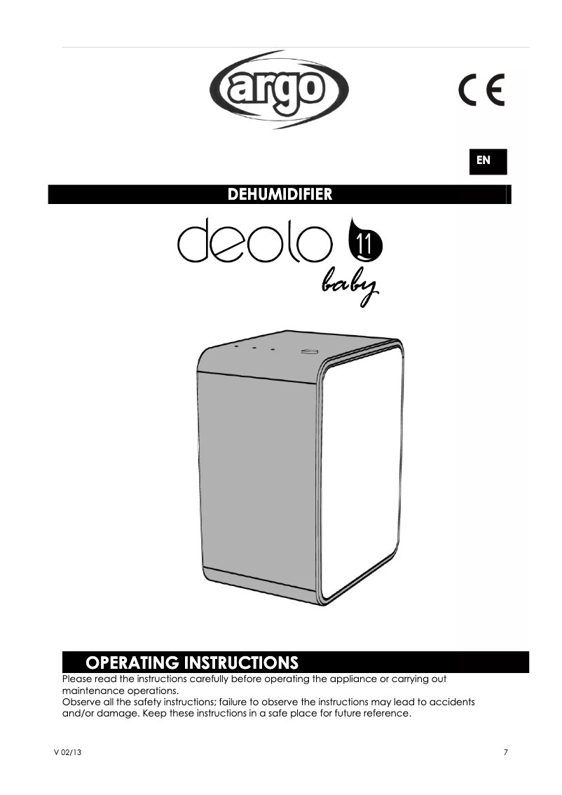 Page n°1 - Manuel utilisateur Argoclima Deolo baby