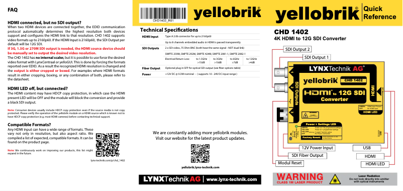 Page n°1 - Manuel utilisateur Lynx Technik Yellowbrik CHD 1402