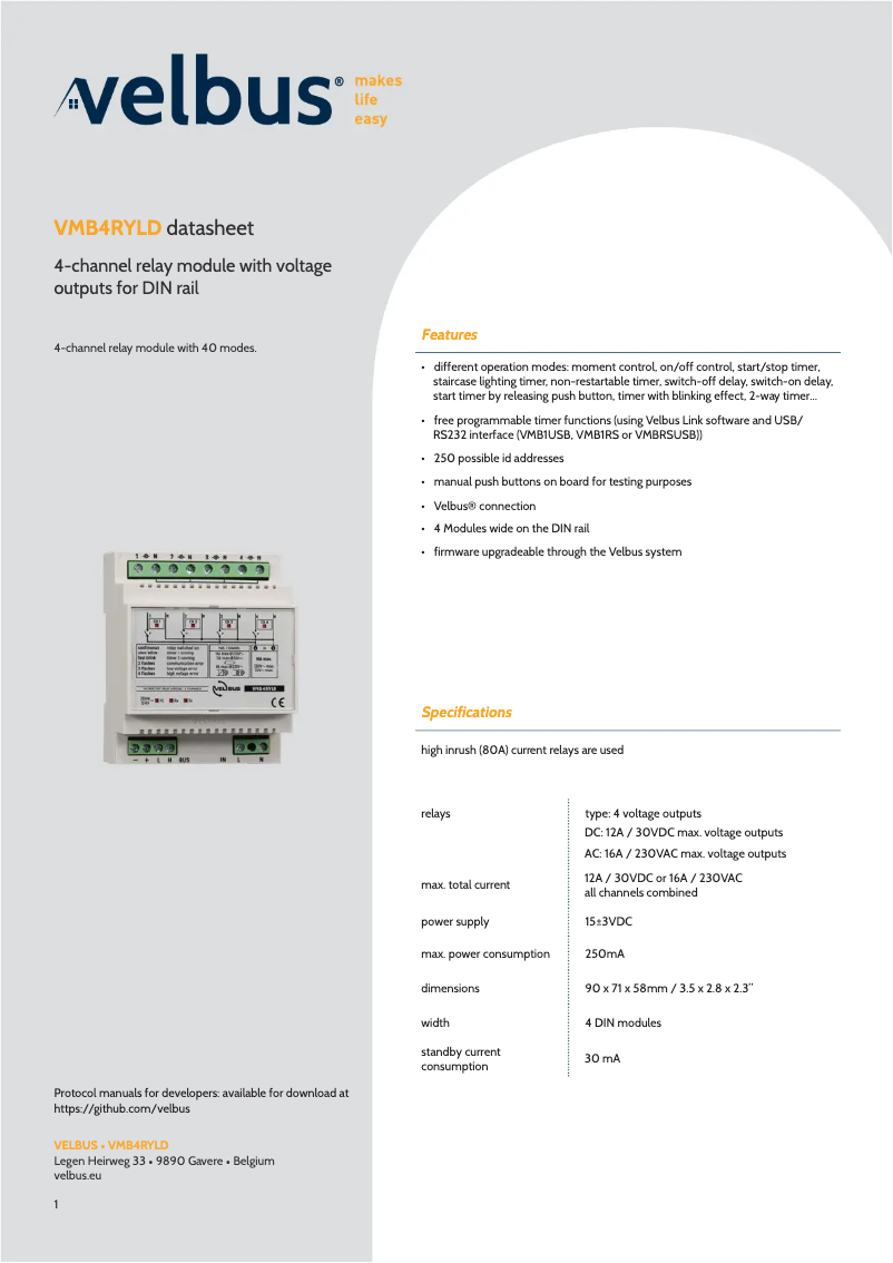 Image de la première page du manuel de l'appareil VMB4RYLD