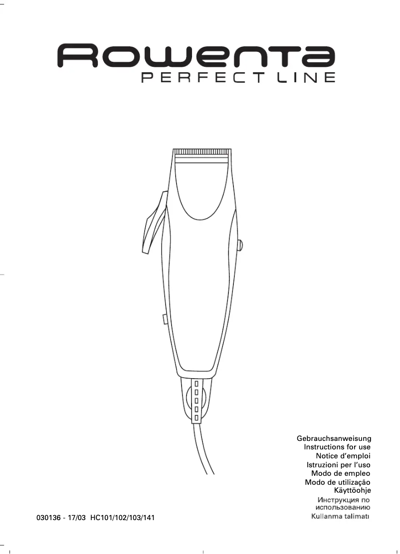 Image de la première page du manuel de l'appareil Perfect Line HC 102