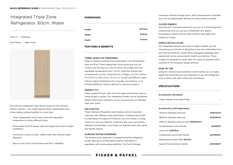 Image de la première page du manuel de l'appareil RS6019S3RH1