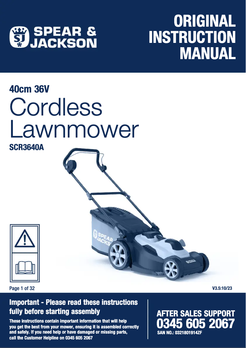 Page 1 de la notice Manuel utilisateur Spear & Jackson SCR3640A