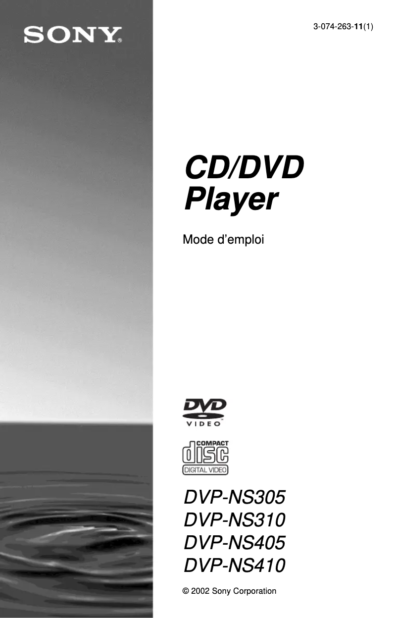Page n°1 - Manuel utilisateur Sony DVP-NS305