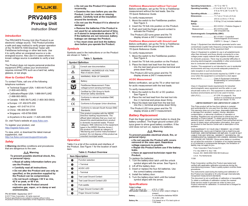 Image de la première page du manuel de l'appareil PRV240FS