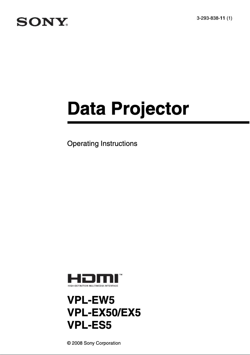 Page 1 de la notice Manuel utilisateur Sony VPL-ES5