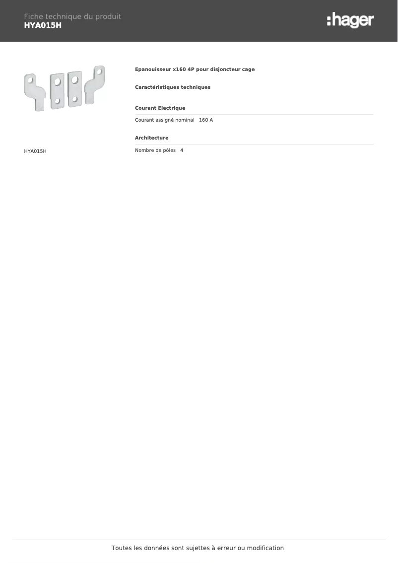 Image de la première page du manuel de l'appareil HYA015H