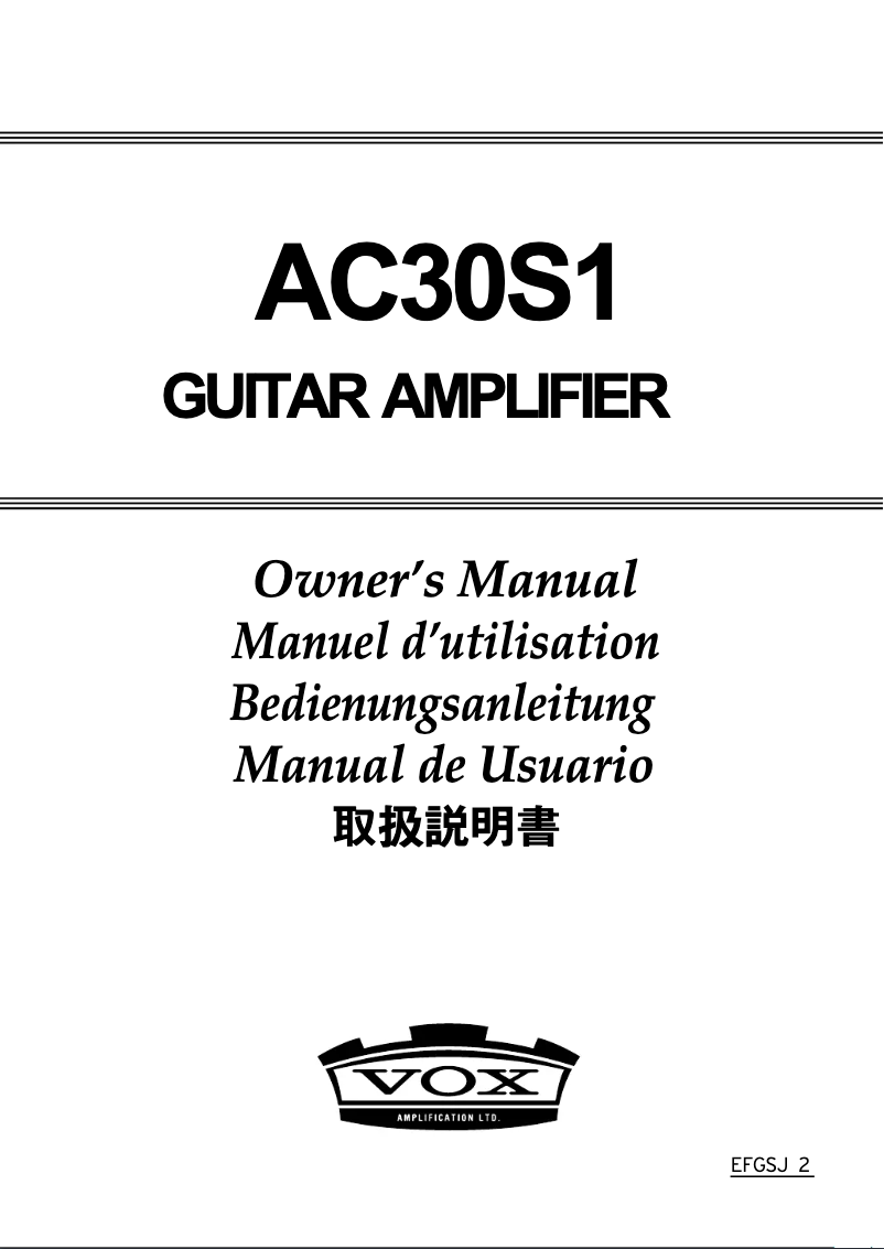 Page 1 de la notice Manuel utilisateur VOX AC30S1