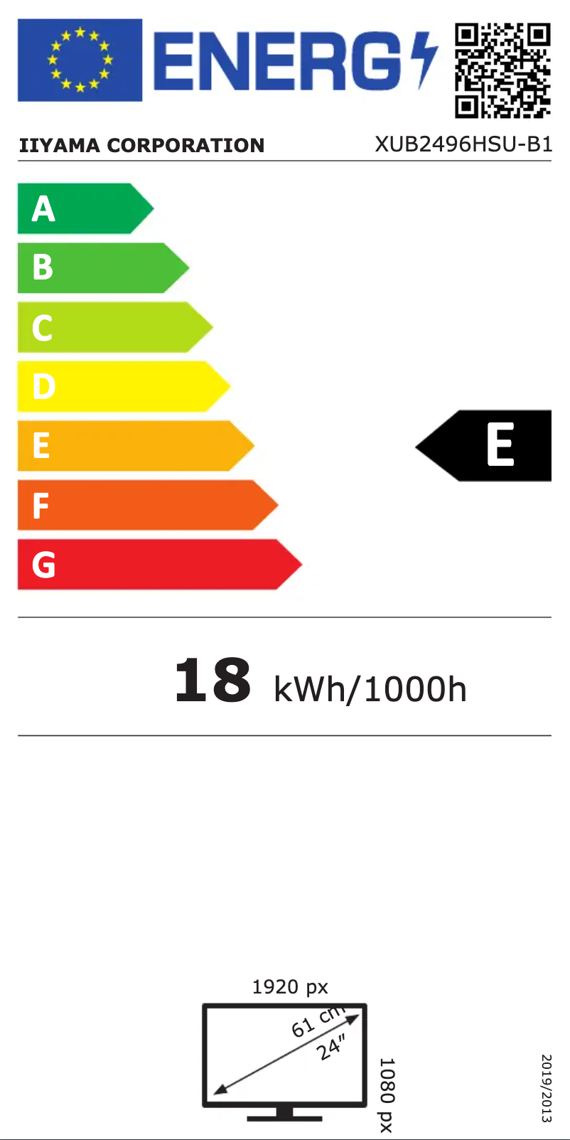 Página 1 del manual Etiqueta energética Iiyama ProLite XUB2496HSU-B1