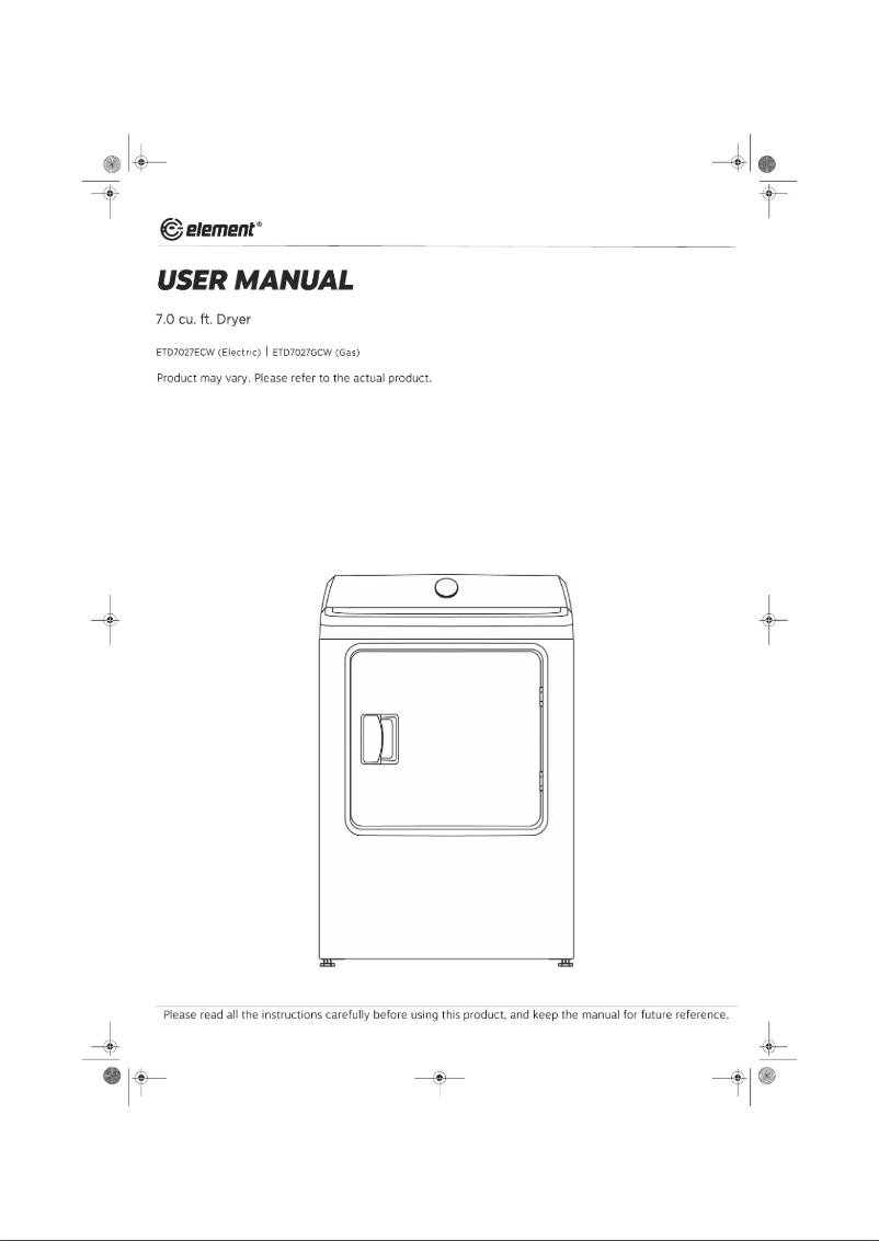 Page n°1 - Manuel utilisateur Element ETD7027ECW