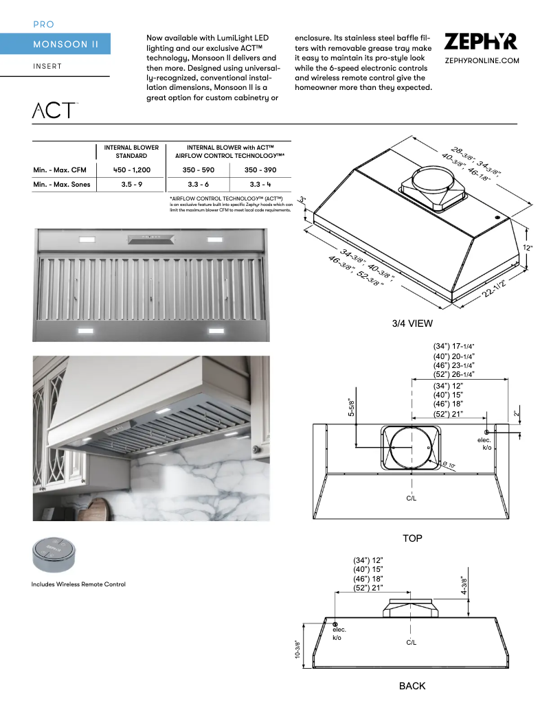 Page 1 de la notice Fiche technique Zephyr Monsoon II AK9352BS