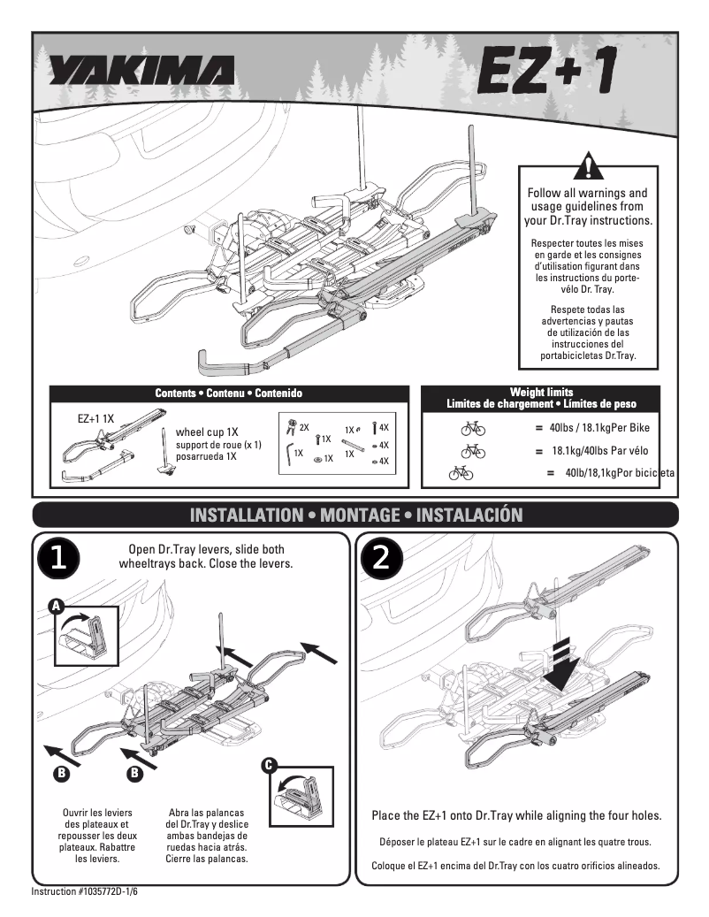 Page 1 de la notice Manuel utilisateur Yakima EZ+1