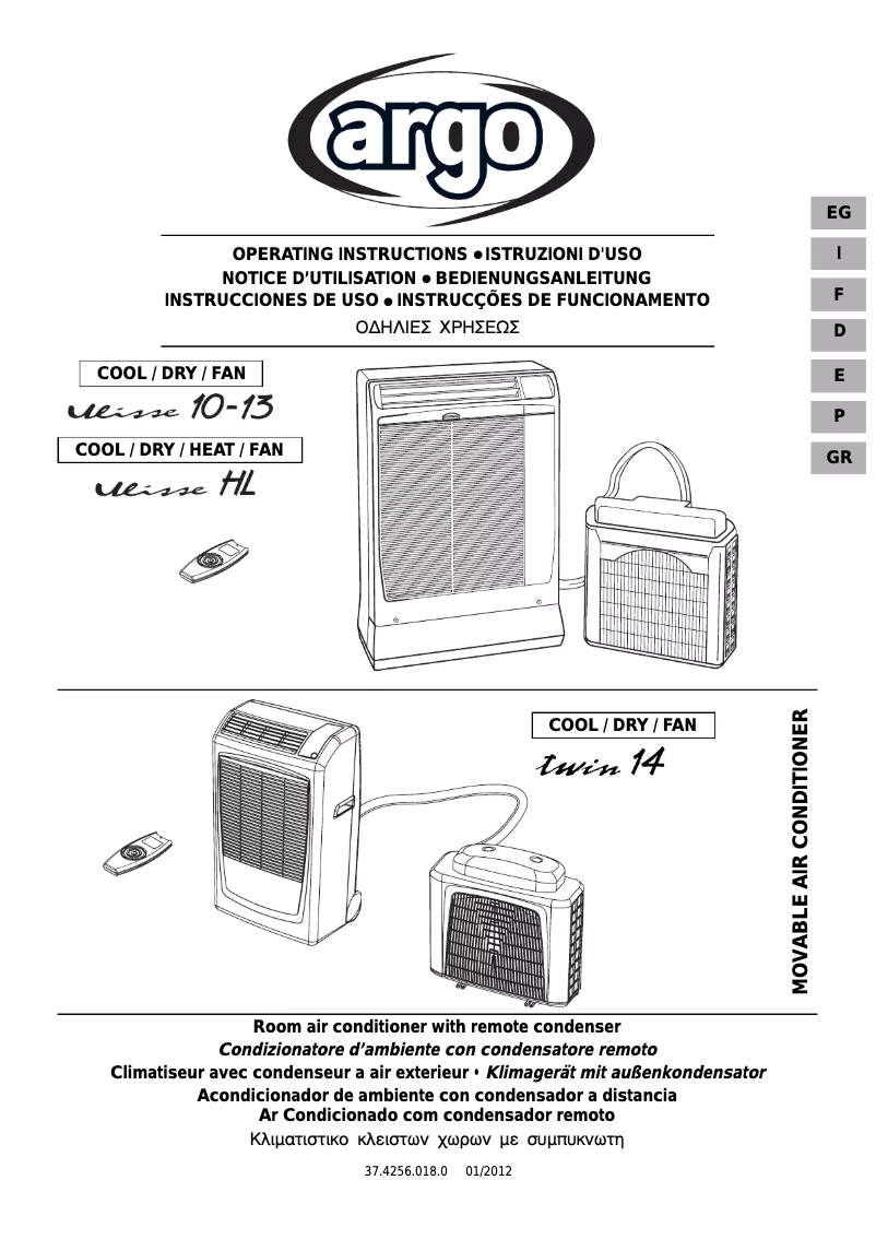 Page n°1 - Manuel utilisateur Argoclima TWIN 14A