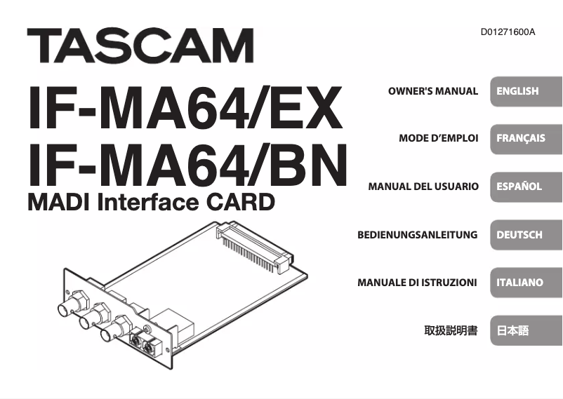 Page 1 de la notice Manuel utilisateur Tascam IF-MA64/BN