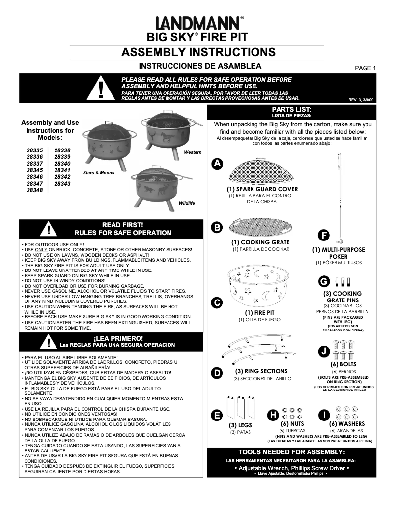 Page n°1 - Manuel utilisateur Landmann Big Sky 28337