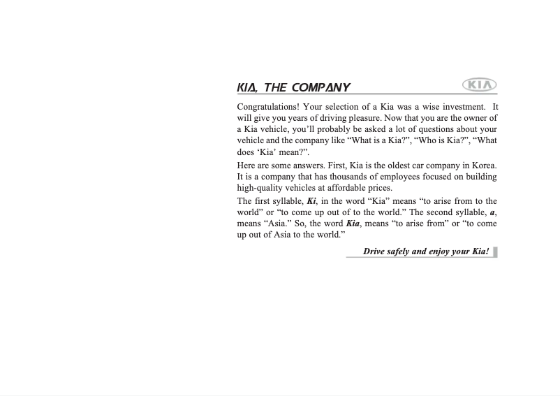 Page 1 de la notice Manuel utilisateur Kia Sedona (2008)