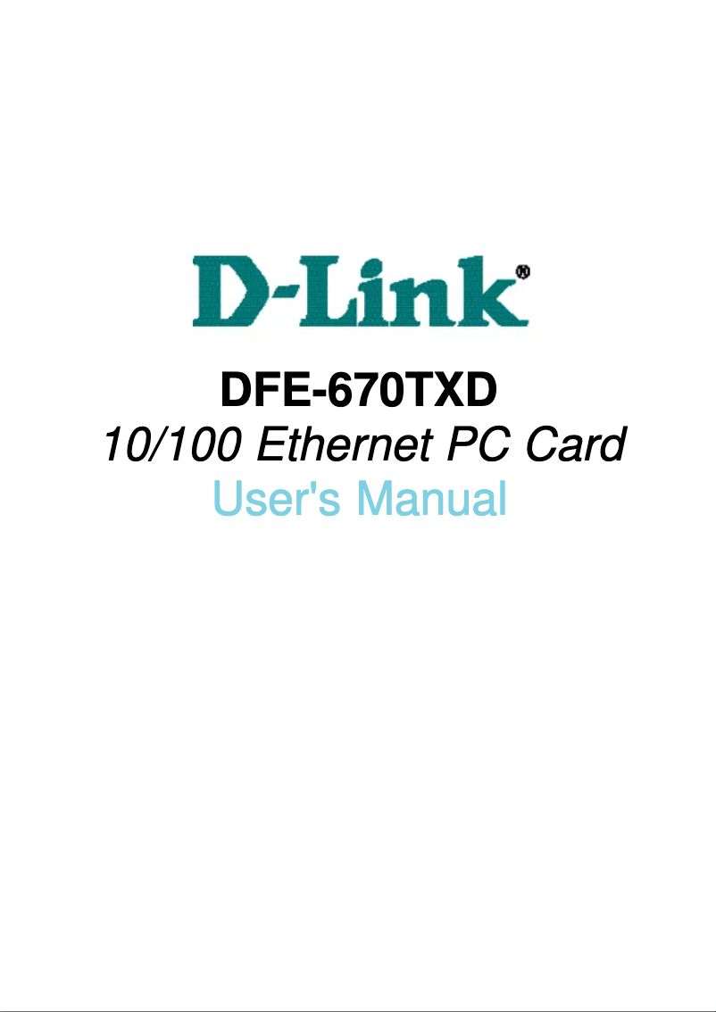 Page 1 de la notice Manuel utilisateur D-Link DFE-670TXD