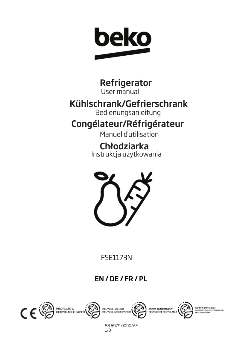 Image de la première page du manuel de l'appareil FSE1173N