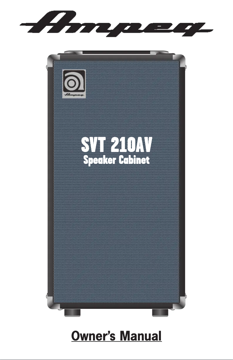 Page 1 de la notice Manuel utilisateur Ampeg SVT-210AV