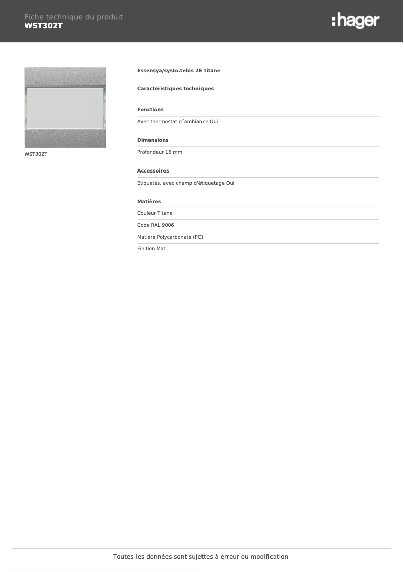 Image de la première page du manuel de l'appareil WST302T