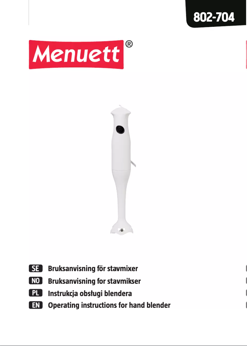 Page n°1 - Manuel utilisateur Menuett 802-704