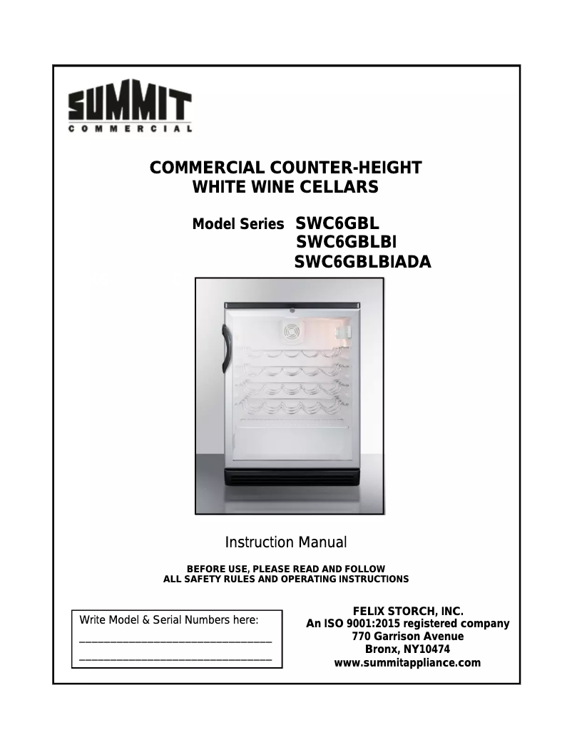 Page n°1 - Manuel utilisateur Summit SWC6GBLBIADA