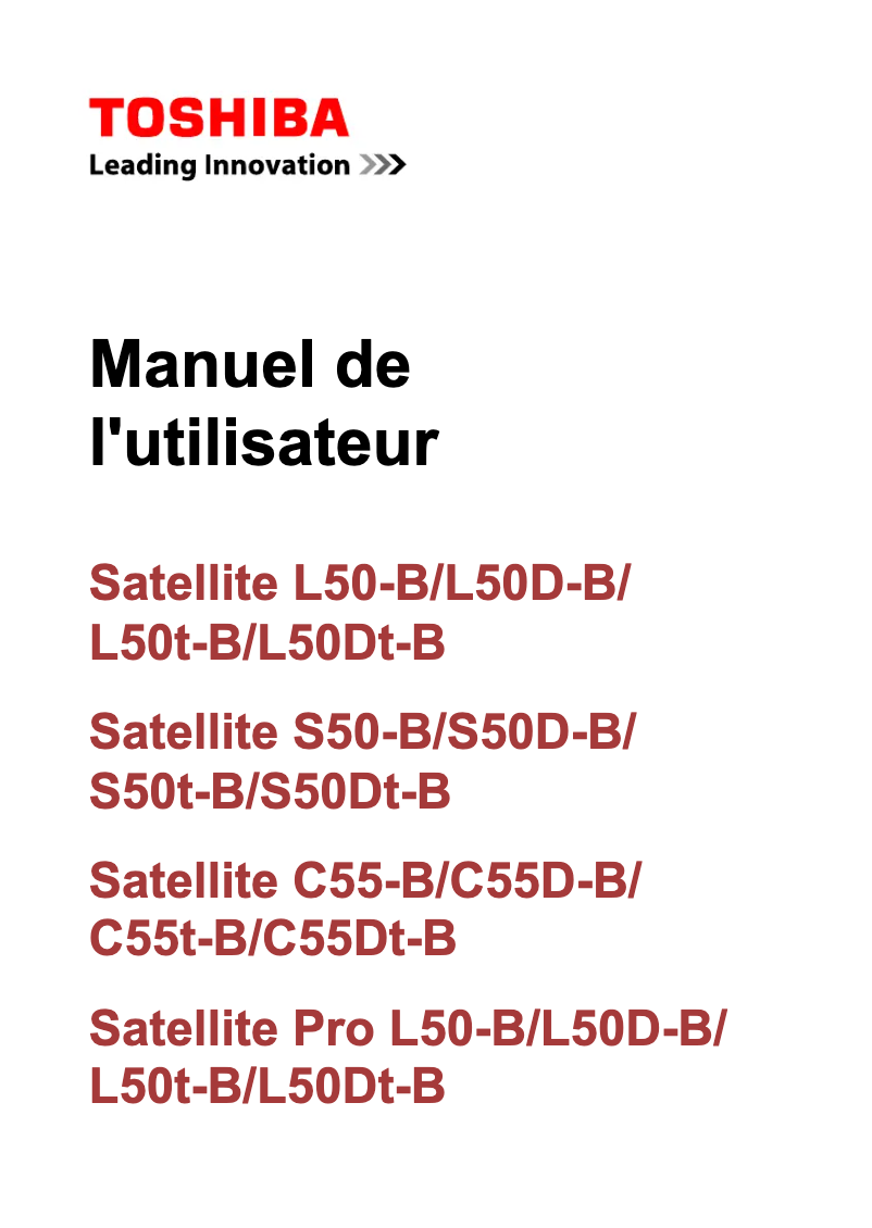 Page 1 de la notice Manuel utilisateur Toshiba Satellite L50t-B