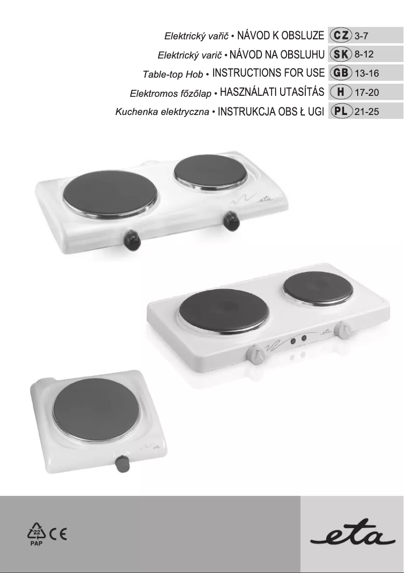 Page 1 de la notice Manuel utilisateur Eta 311790000