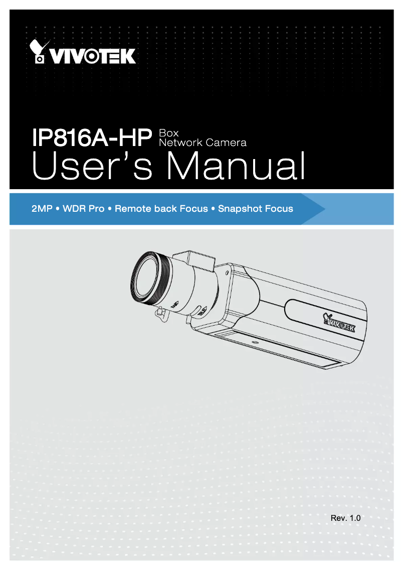 Page 1 de la notice Manuel utilisateur Vivotek IP816A-HP