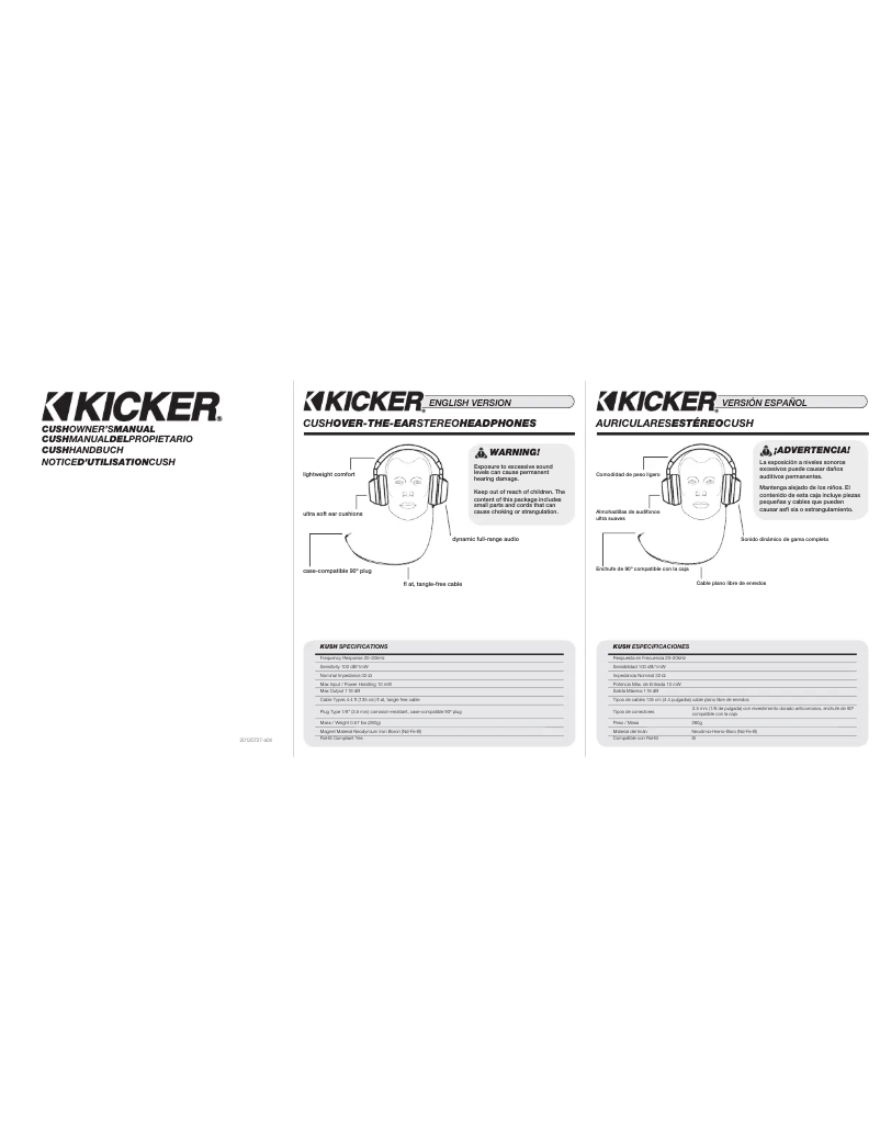 Page 1 de la notice Manuel utilisateur Kicker Cush