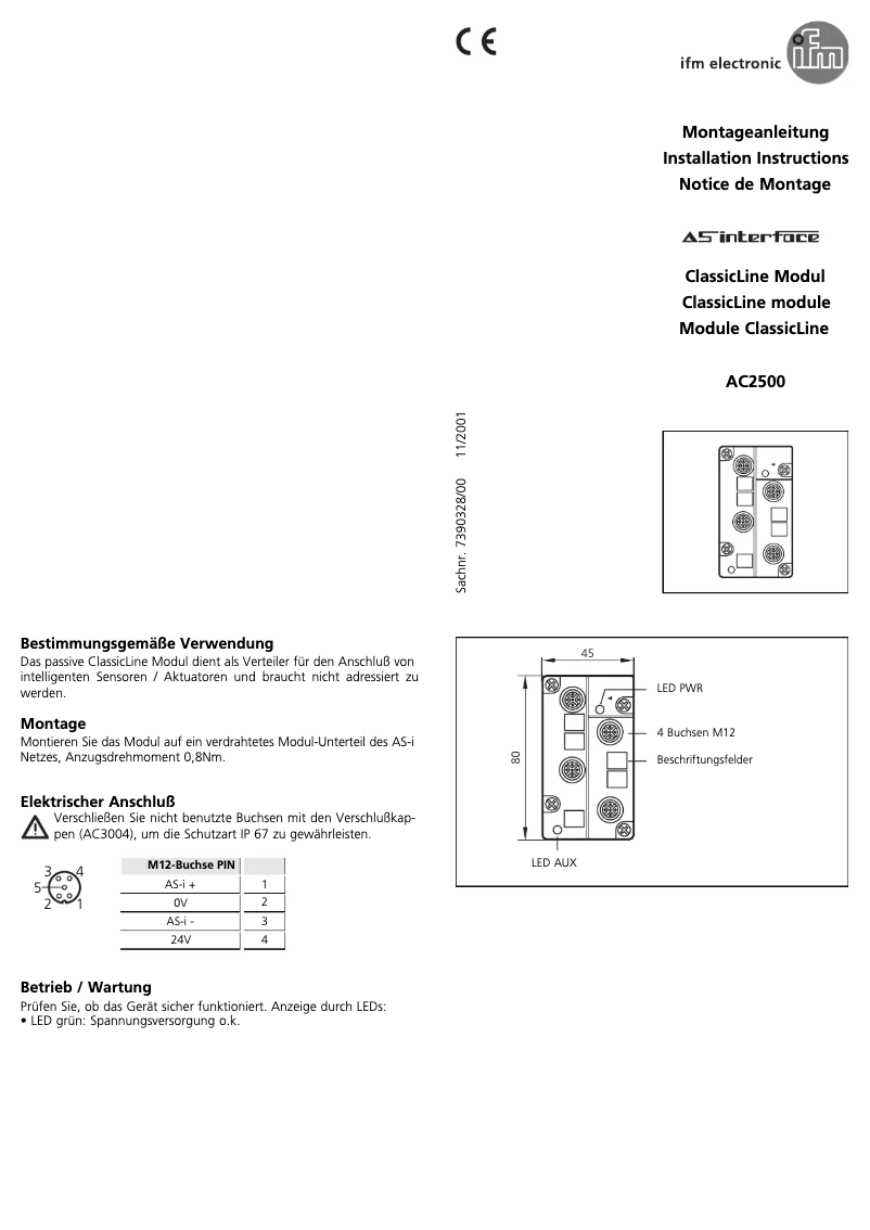 Page n°1 - Manuel utilisateur IFM AC2500