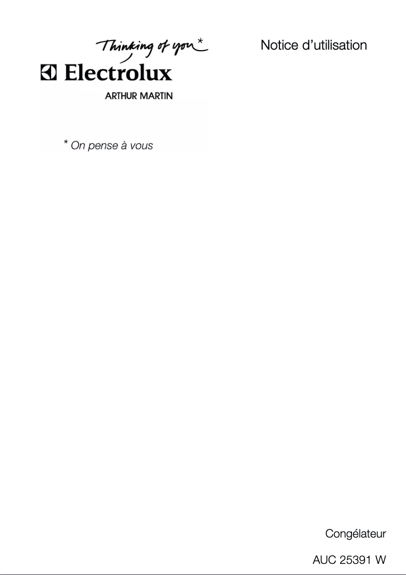 Page n°1 - Manuel utilisateur Arthur Martin-Electrolux AUC25391W