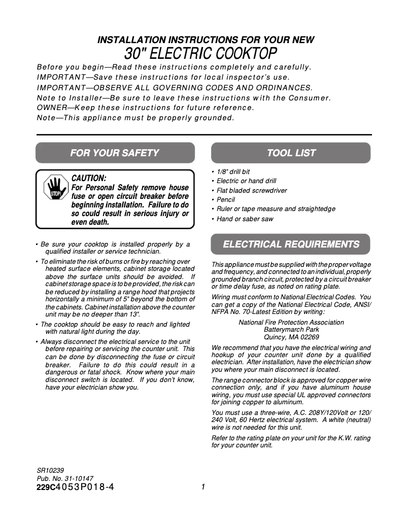 Image de la première page du manuel de l'appareil Profile JP350AAAA