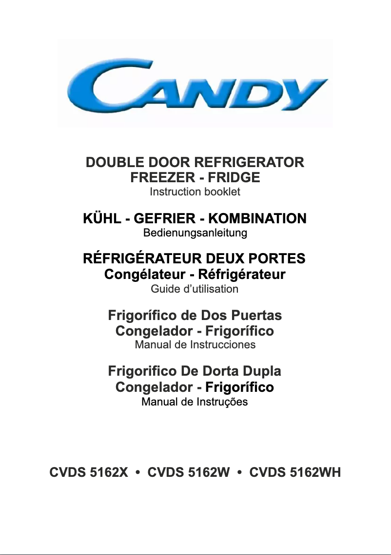 Page 1 de la notice Manuel utilisateur Candy CVDS 5162W