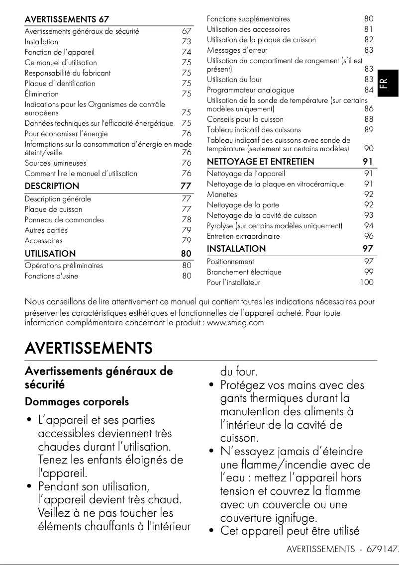 Page n°1 - Fiche technique Smeg C6IPMBM2