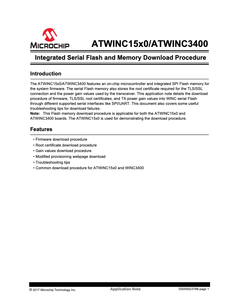 Page 1 de la notice Manuel utilisateur Microchip WINC1500
