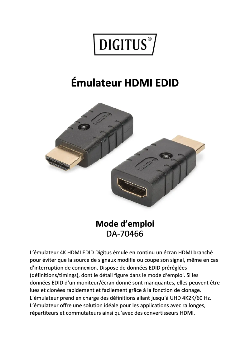 Page n°1 - Manuel utilisateur Digitus DA-70466