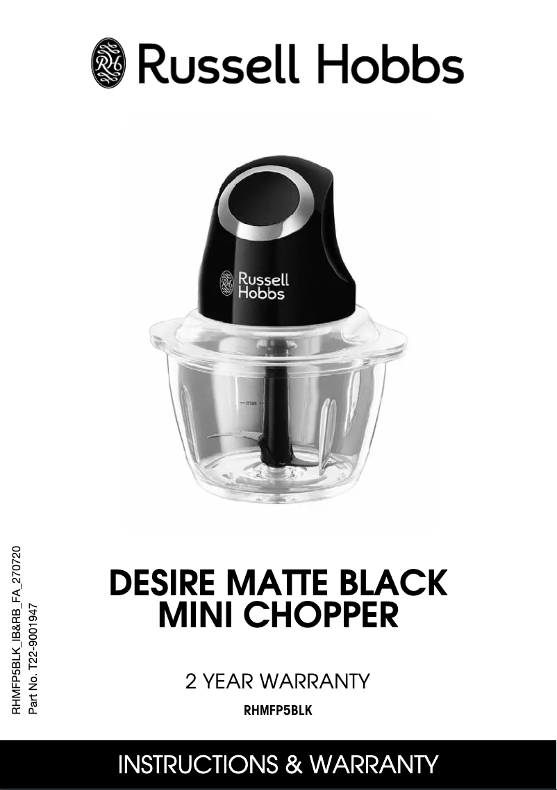 Page 1 de la notice Manuel utilisateur Russell Hobbs Desire RHMFP5BLK