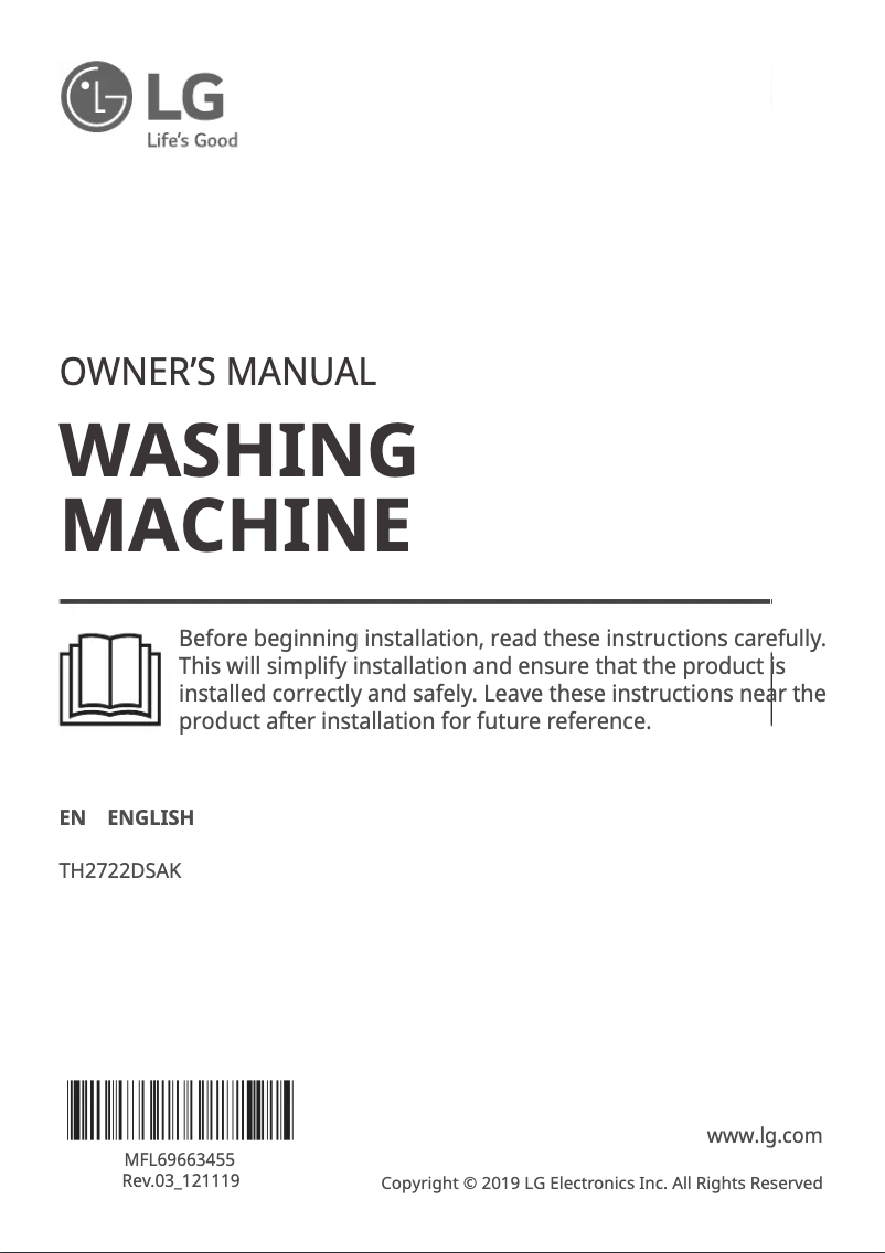 Page 1 de la notice Manuel utilisateur LG TH2722DSAK