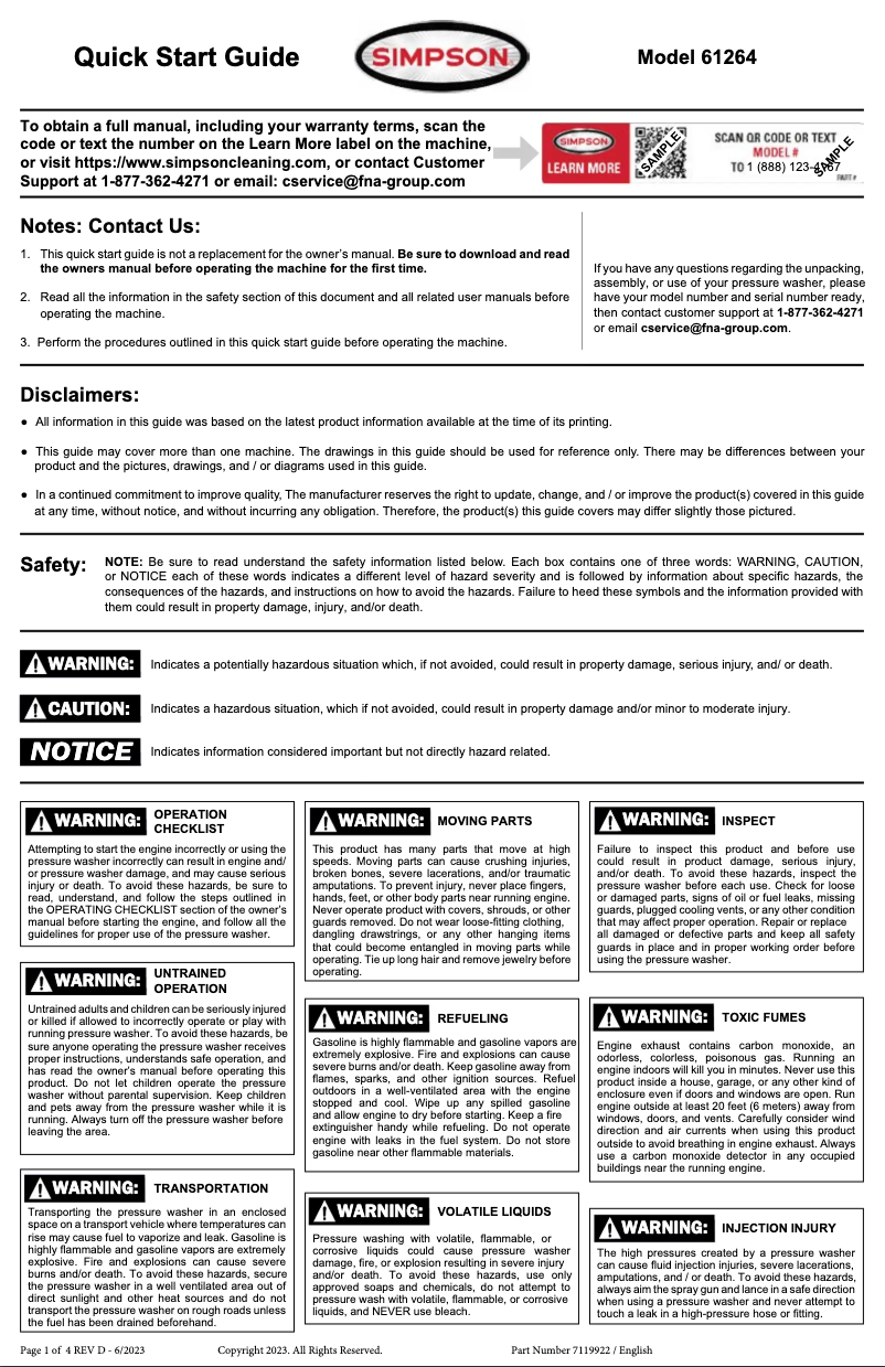 Page 1 de la notice Guide de démarrage rapide Simpson PowerShot PS-61264